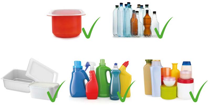 Types of rigid plastics that can go in the recycling bin