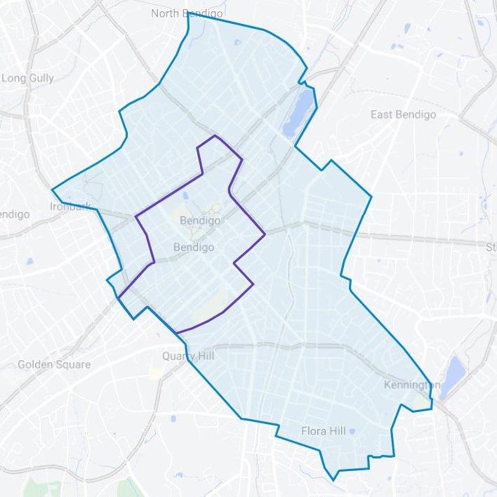 Map of Beam Mobility’s 12-month e-scooter trial in urban Bendigo.