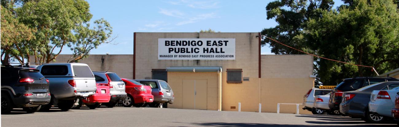 The East Bendigo Progress Hall, located next door to the Bendigo East Pool.
