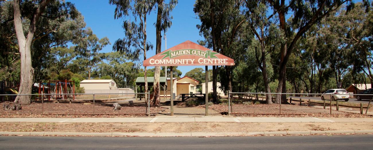 The Maiden Gully Community Centre is a building in a small patch of bushland garden, mainly utilised by the local scouts group.