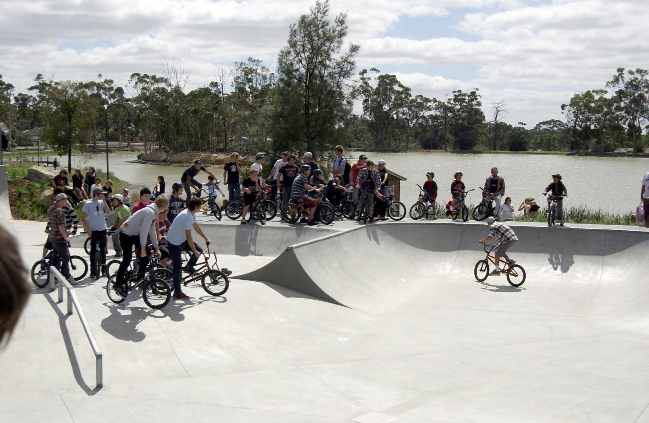 McKern Skate Park with Lake in background
