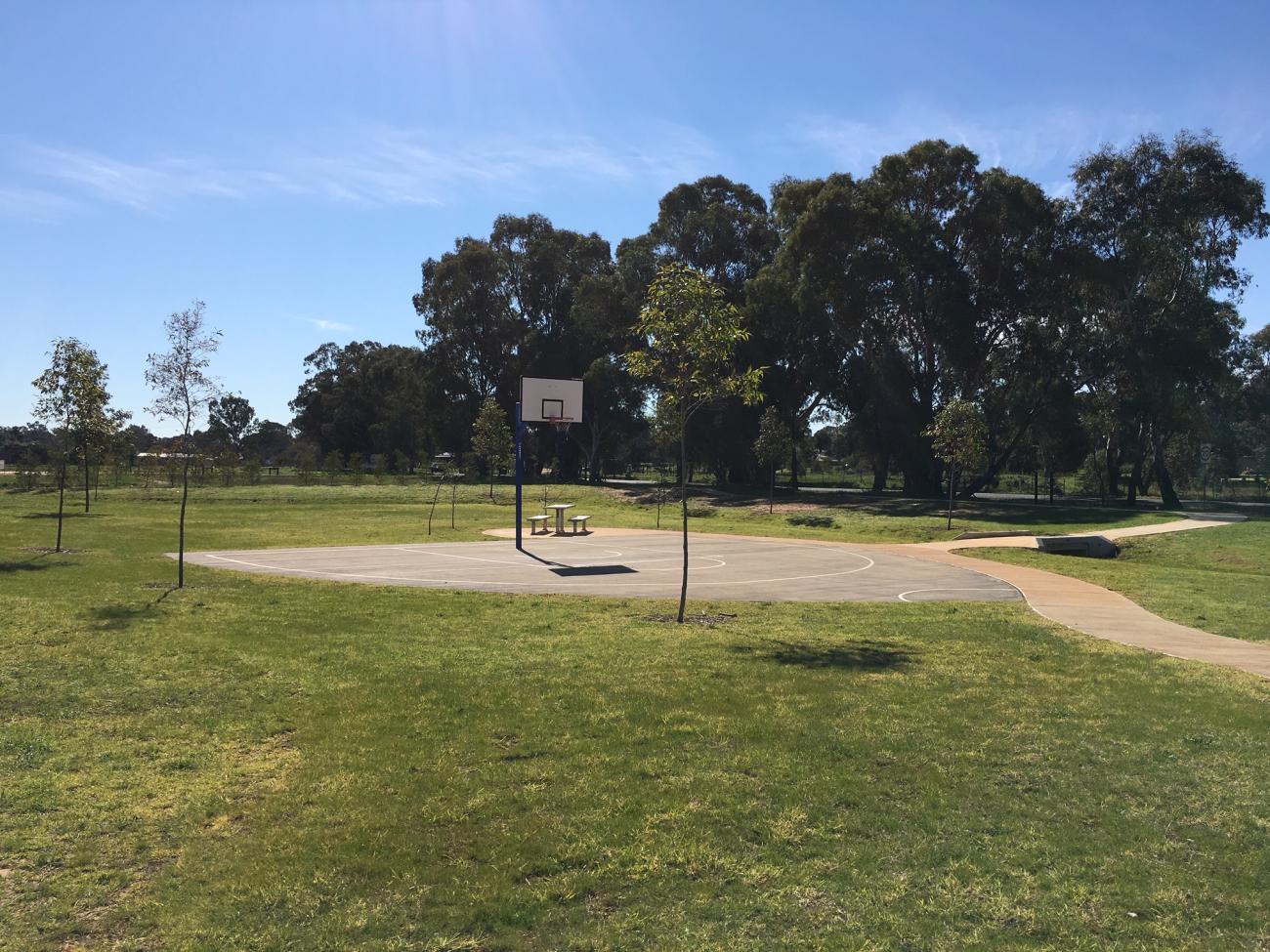 A basketball practice court at Bluestone Street Reserve