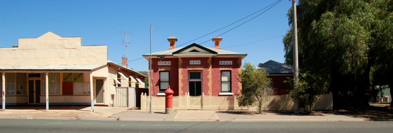 The Raywood Town Hall is a historical brick building, built in 1878.