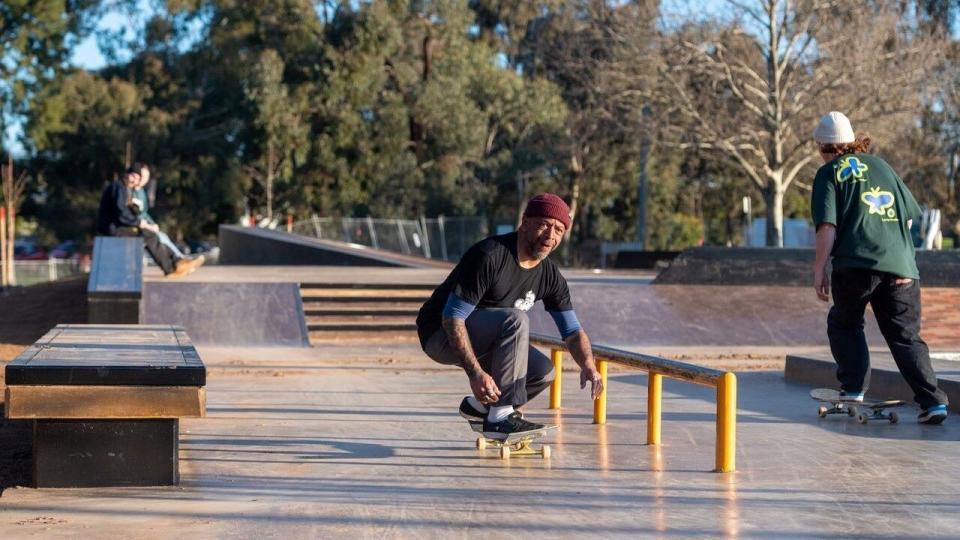 Skaters demonstrate their skills at the Ewing Park skate park