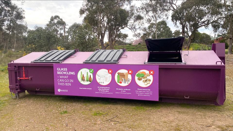 Glass recycling drop off bin