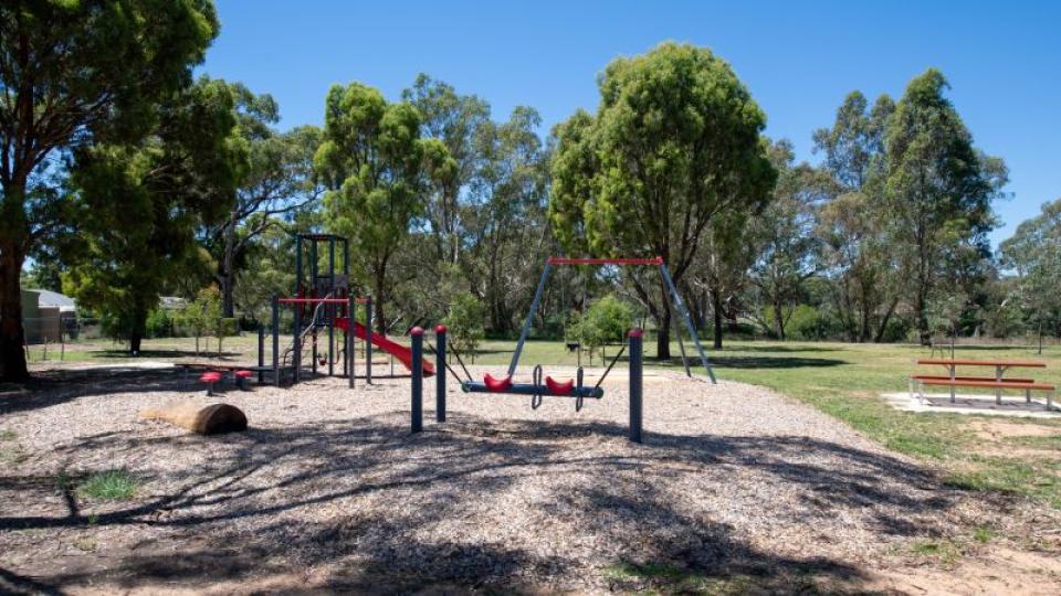 Play equipment and park at Clydebank Court playspace