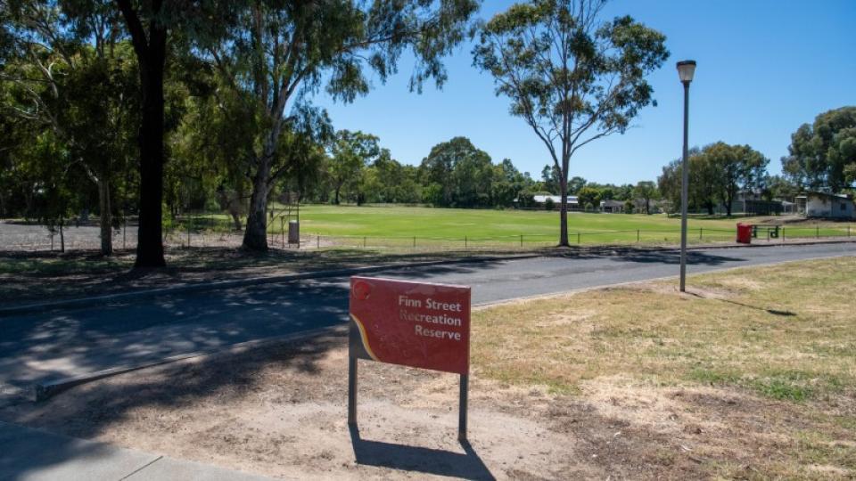 Entrance sign at Finn Street Reserve