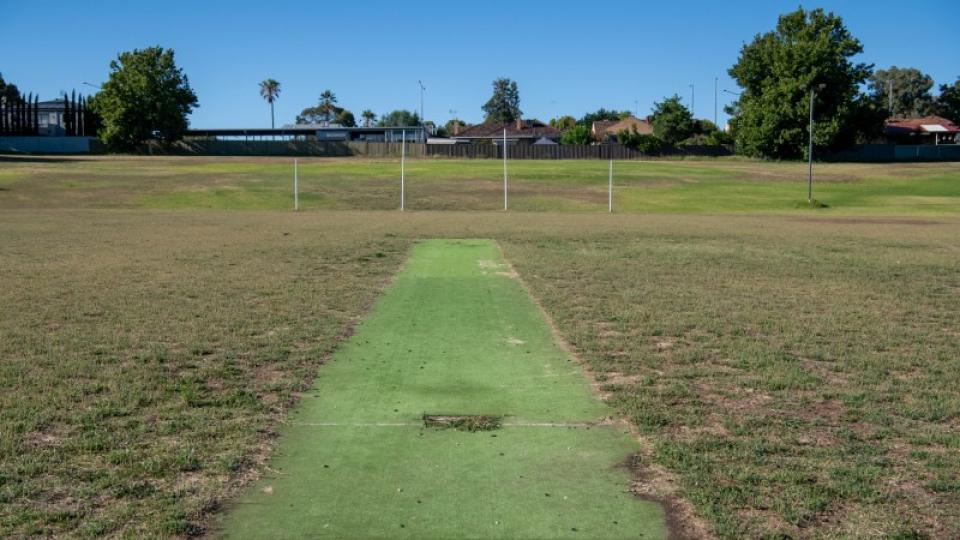 Cricket pitch and goals at Garden Gully Sports Precinct