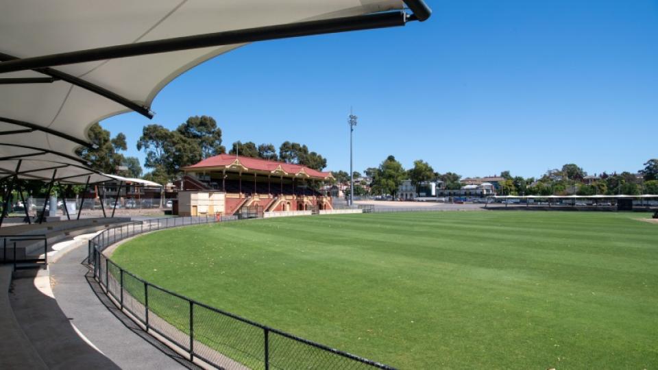 Pavilion and oval at Queen Elizabeth Oval