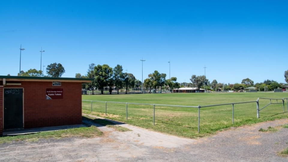 Soccer pitch and public toilets at Shadforth Park