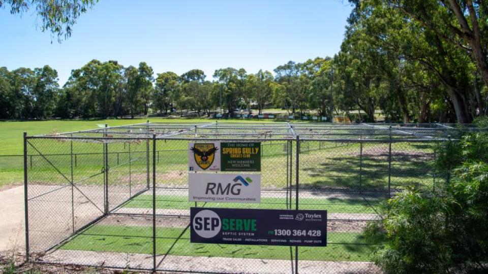 Cricket nets and oval at Spring Gully Recreation Reserve