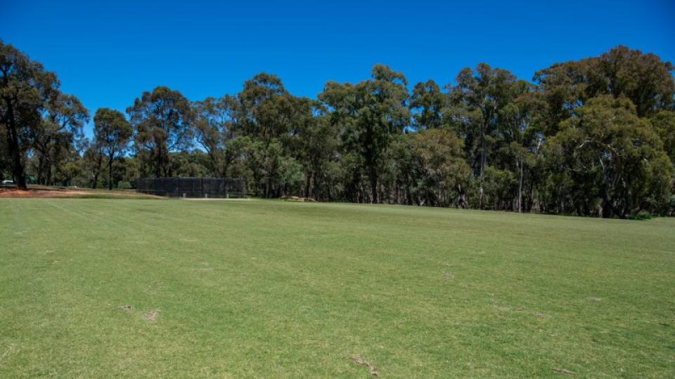 Cricket nets and grass pitch at Strathdale Park Sports Precinct
