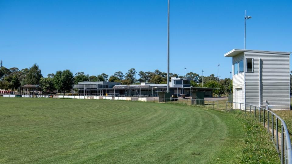 Oval and building at Strathfieldsaye Recreation Reserve