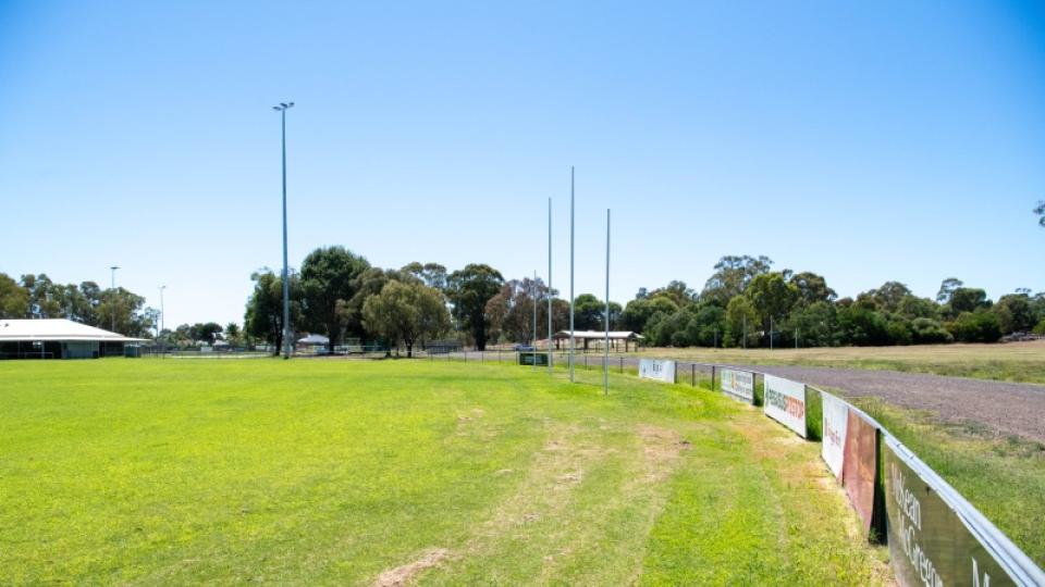 Oval and goals at Strauch Recreation Reserve