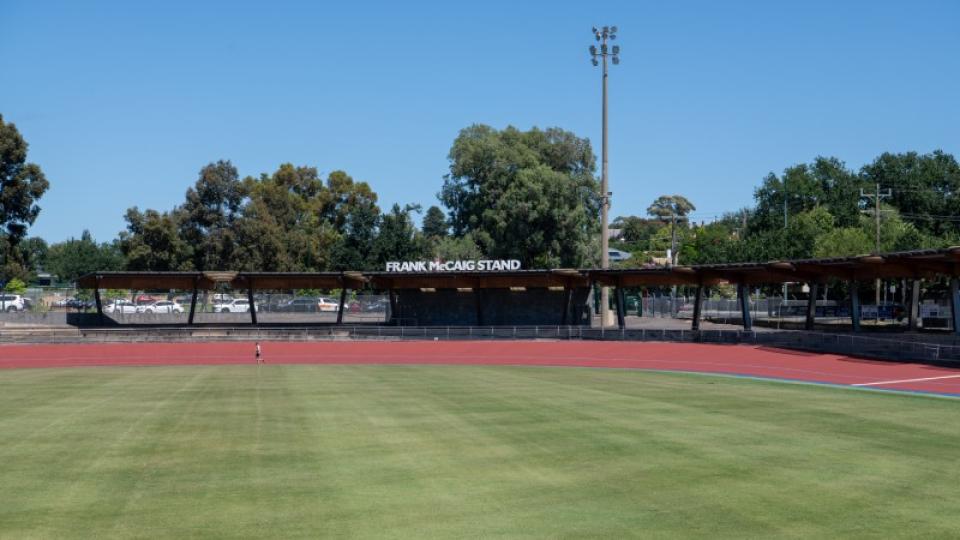 Frank McCaig Stand at Tom Flood Sports Centre