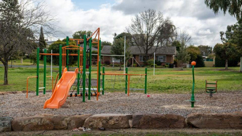 Play equipment and goals at Henkel Street Playspace