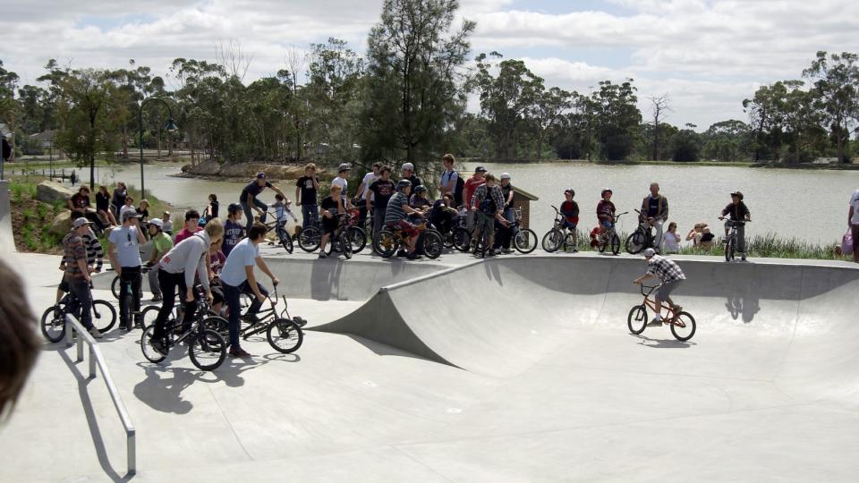 McKern Skate Park with Lake in background